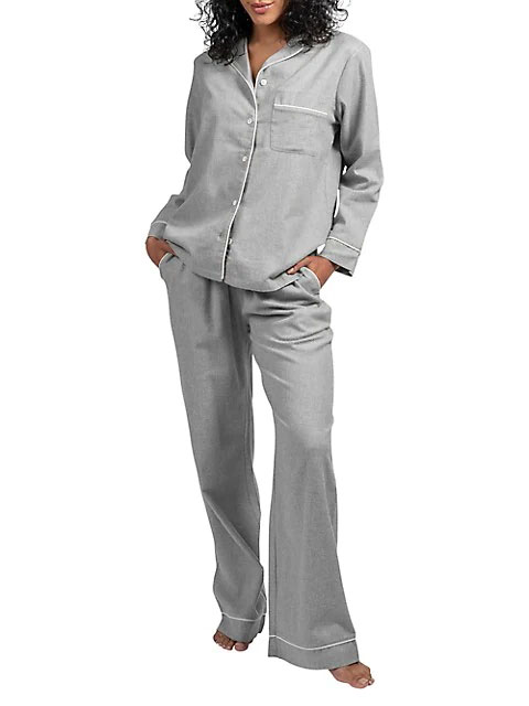 Pyjama 2 pièces gris avec bordure blanc