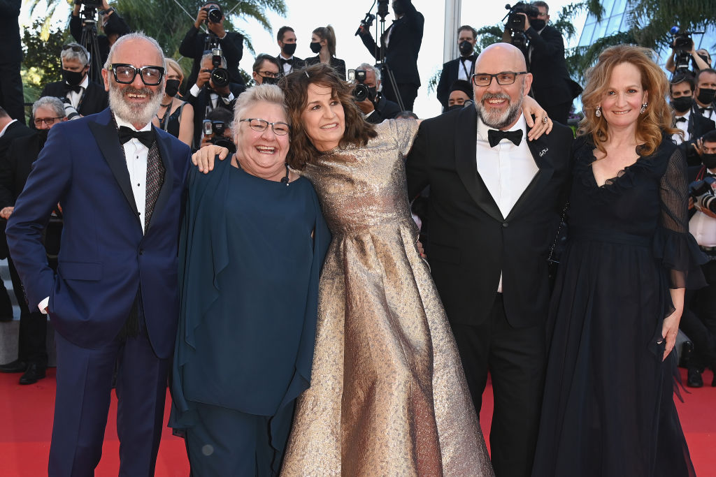 CANNES, FRANCE - JULY 13: Roc Lafortune, Danielle Fichaud, Valerie Lemercier, Sylvain Marcel and Pascale Desrochers attend the "Aline, The Voice Of Love" screening during the 74th annual Cannes Film Festival on July 13, 2021 in Cannes, France. (Photo by Pascal Le Segretain/Getty Images)