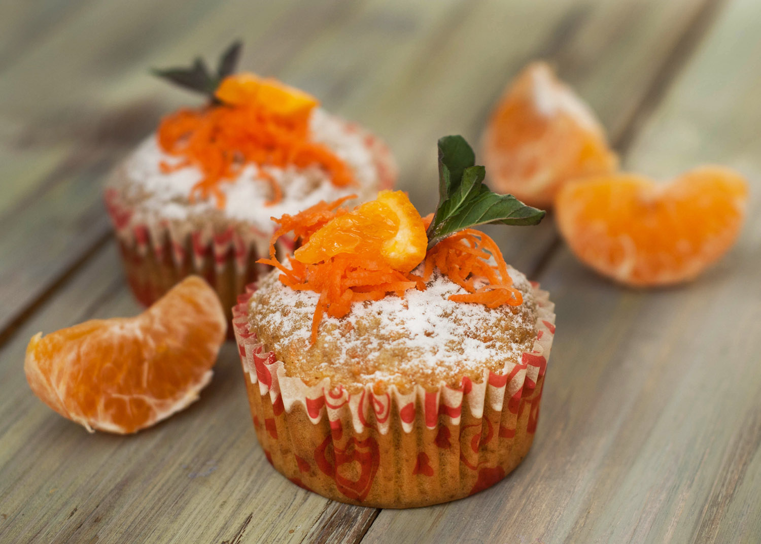 Carrot Healthy Muffins Cupcakes Buns on a WoodenRustic board. Homemade bakery