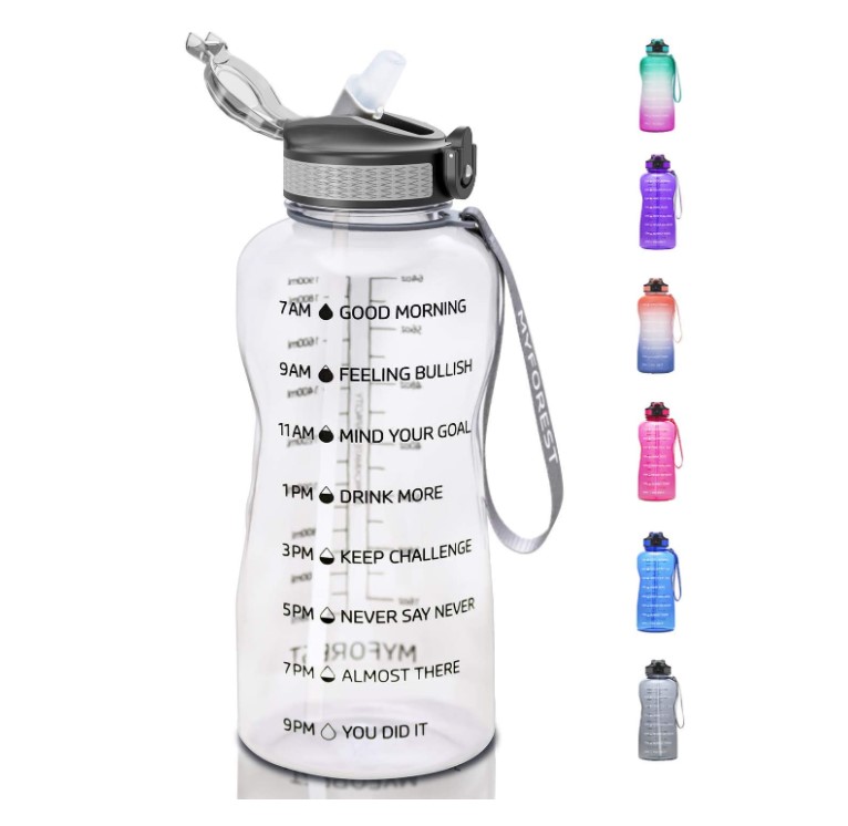 Bouteille d'eau gradée avec indicateur de temps