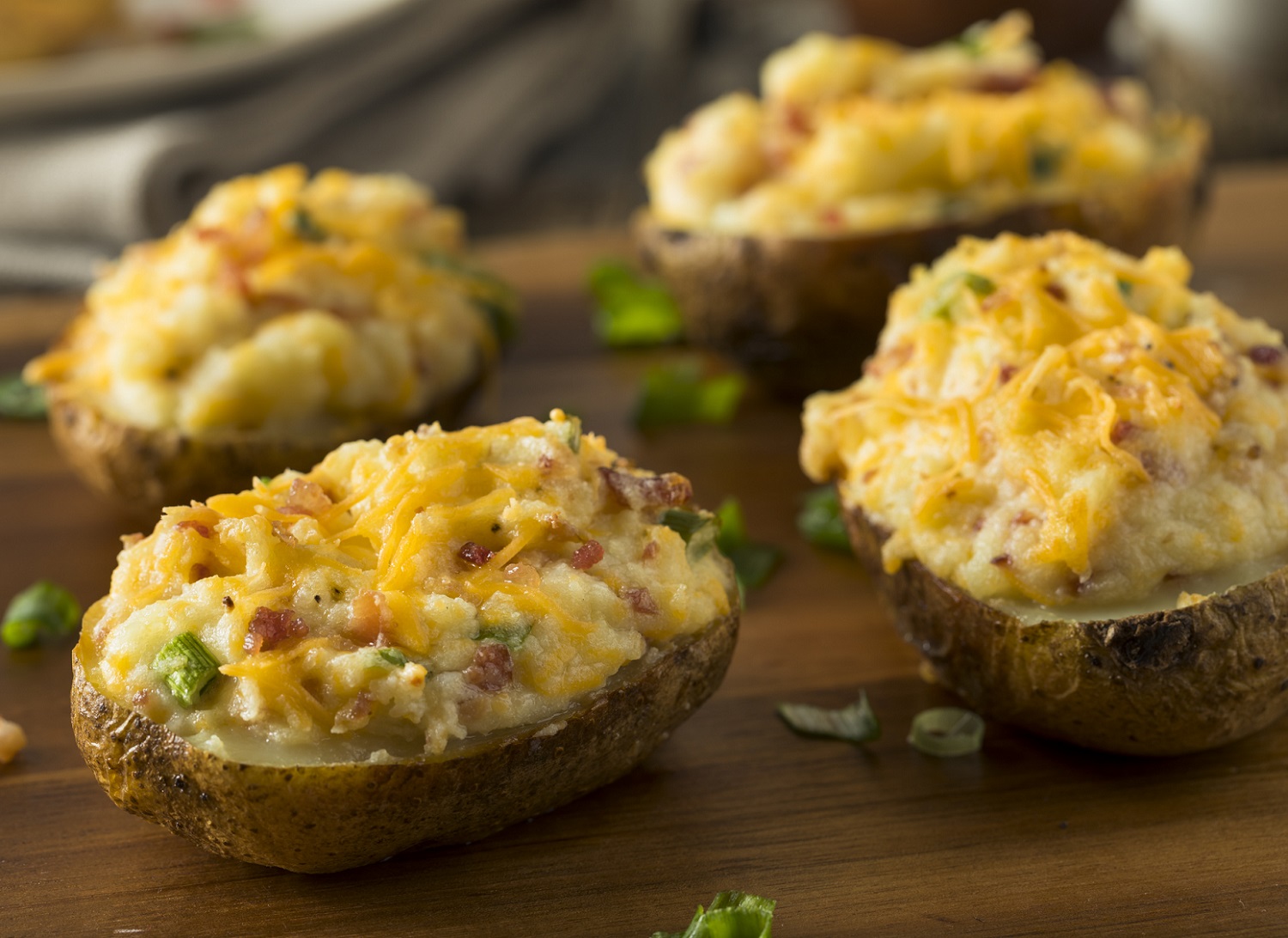 Homemade Twice Baked Potatoes with Bacon and Cheese