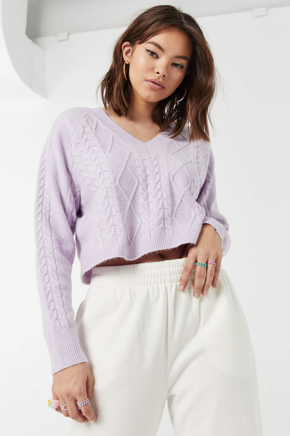 Chandail de tricot lilas