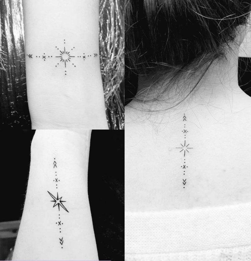 tatouage mère fille avec étoile et soleil
