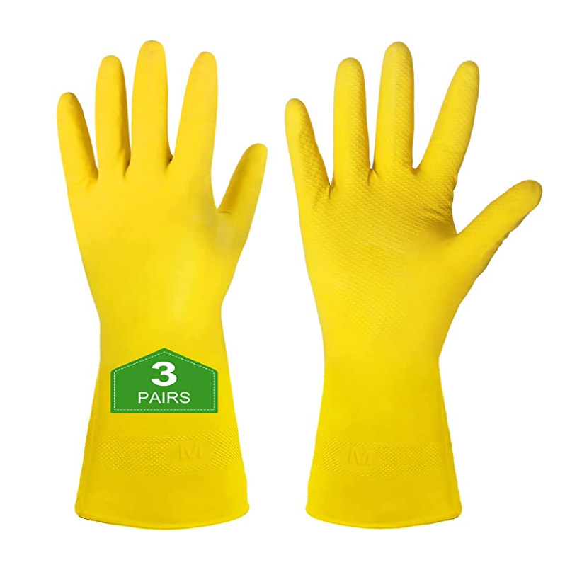 Lot de 3 paires de gants de nettoyage réutilisables en caoutchouc pour la cuisine, le travail, la peinture, le jardinage