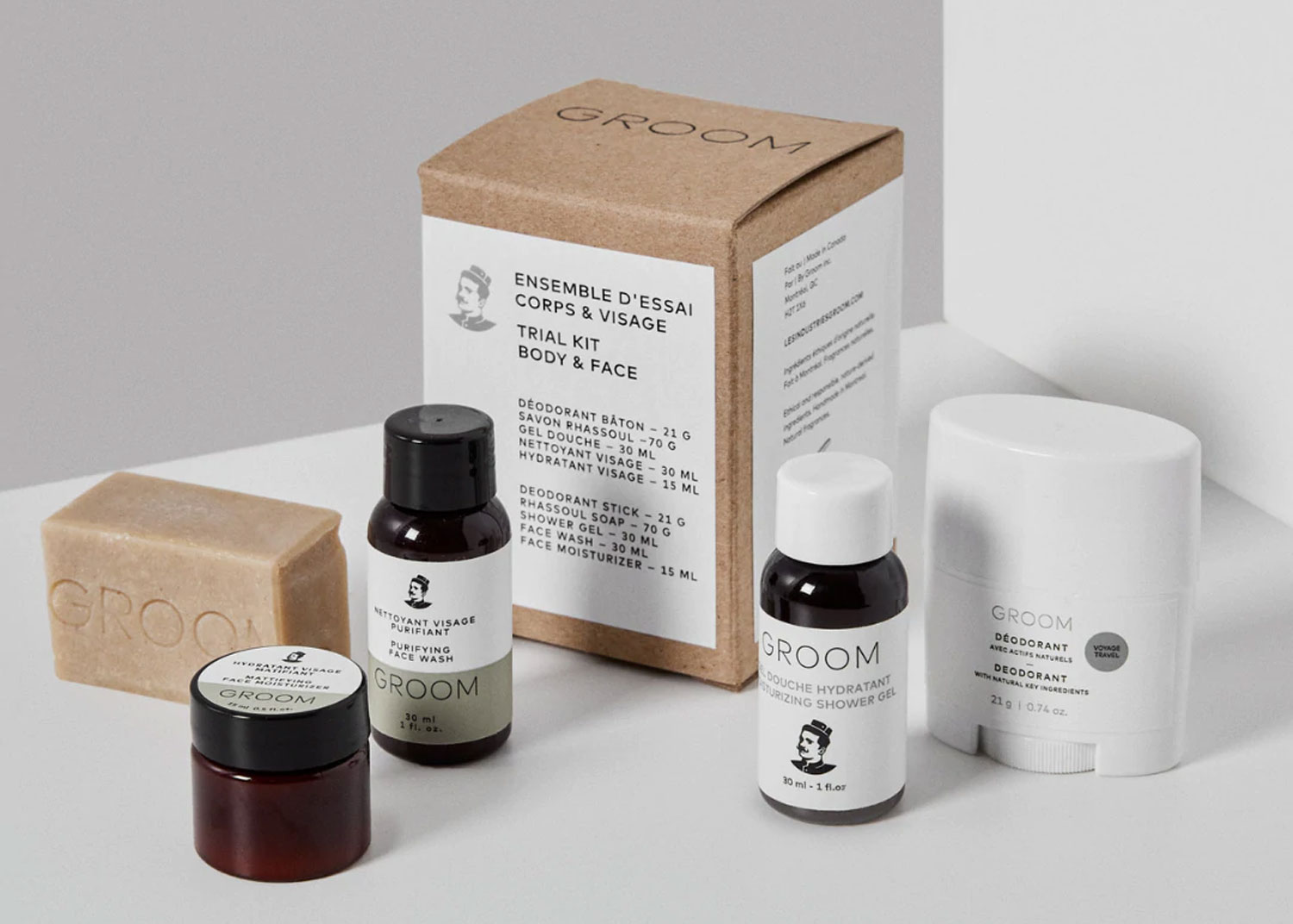 Ensemble d'essai corps et visage de Groom