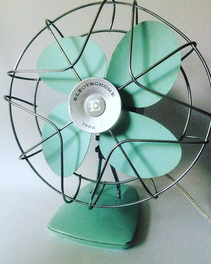 Ventilateur vintage vert menthe