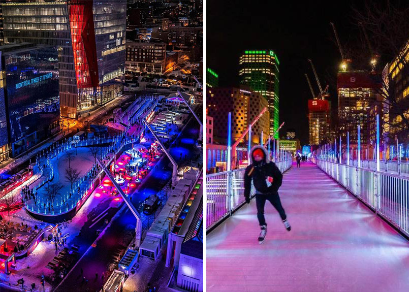 Un sentier de patin musical, aérien et gratuit à Montréal en Lumière 