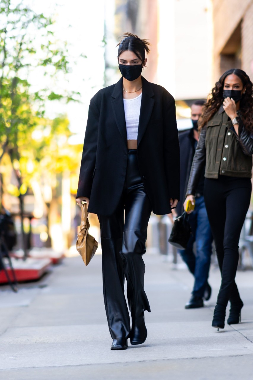 NEW YORK, NEW YORK - APRIL 26: Kendall Jenner and Joan Smalls are seen in Tribeca on April 26, 2021 in New York City. (Photo by Gotham/GC Images)
