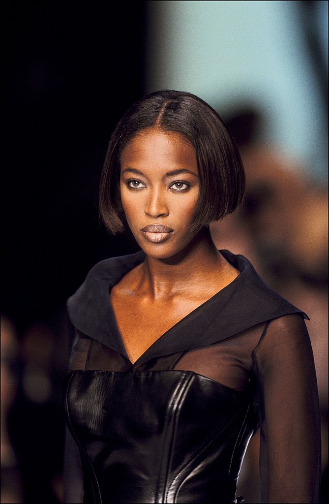 FRANCE - OCTOBER 01:  Paris: Fashion Ready To Wear Spring / Summer 97 On October 1st, 1996 In Paris, France - Christian Dior Collection - Naomi Campbell  (Photo by Alexis DUCLOS/Gamma-Rapho via Getty Images)