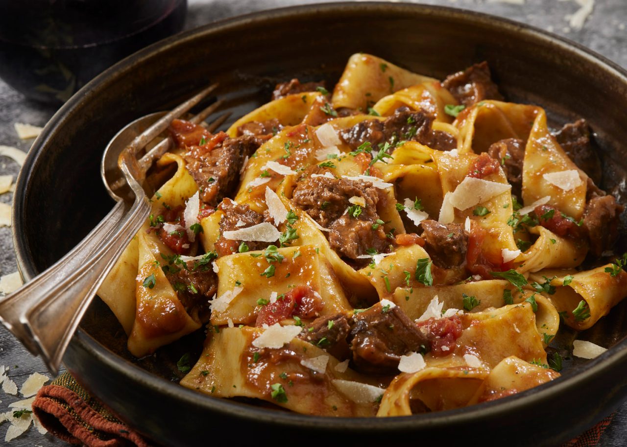 Braised Beef Short Rib Ragu in a Red Wine Gravy with Pappardelle