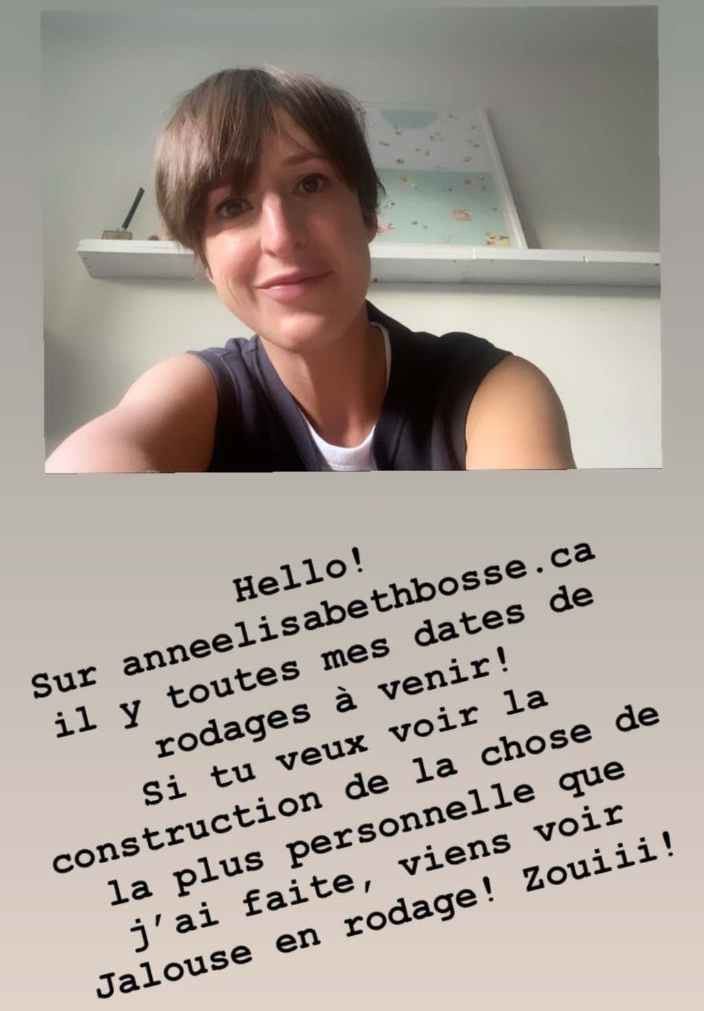 Story Instagram d'Anne-Élisabeth Bossé