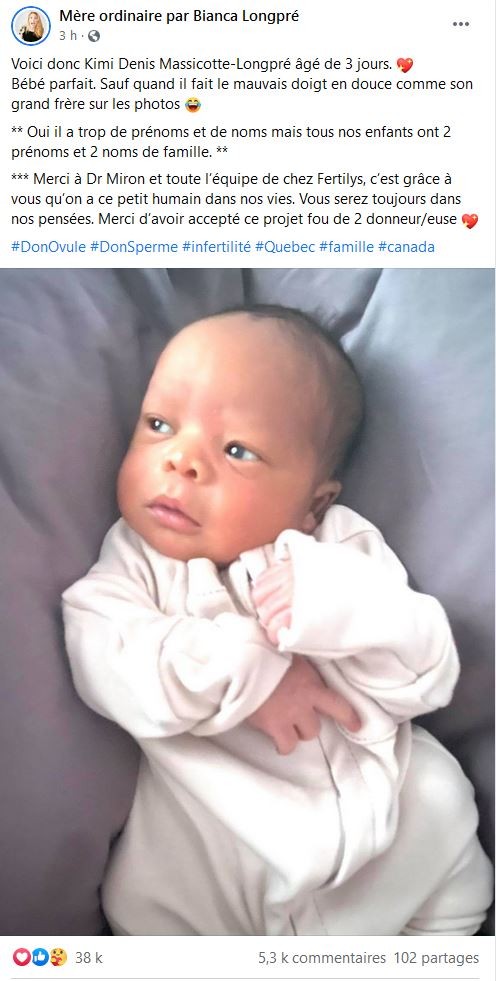 Bianca Longpré partage d'adorables photos de son nouveau-né