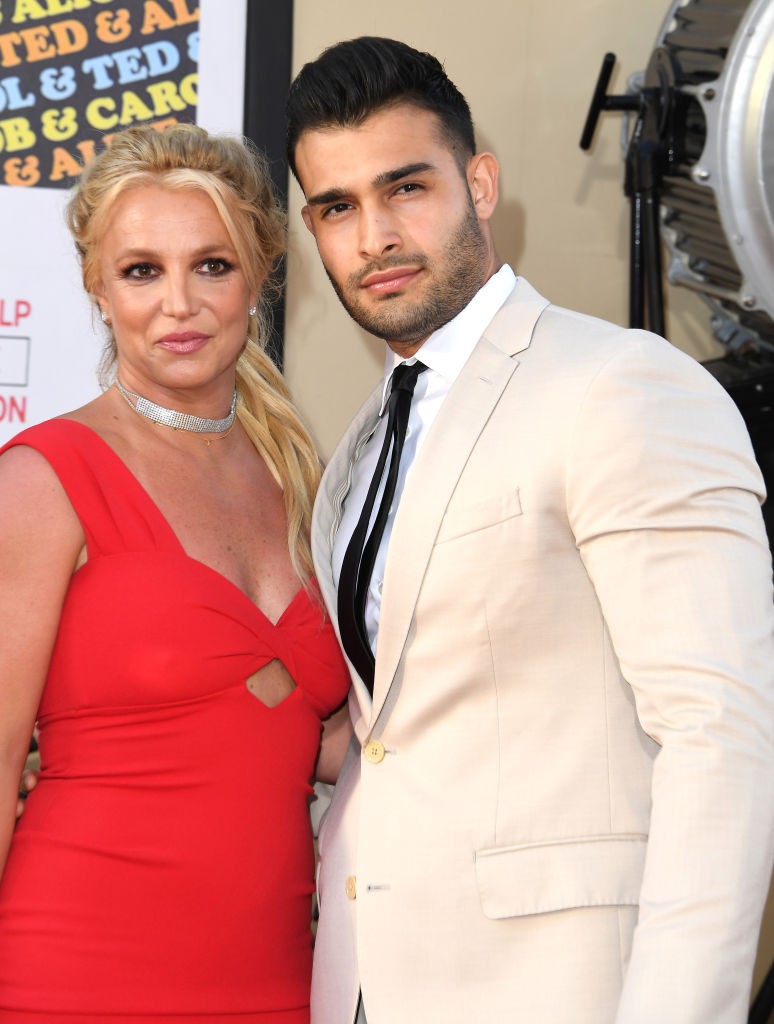 HOLLYWOOD, CALIFORNIA - JULY 22: Britney Spears and Sam Asghari arrives at the Sony Pictures' "Once Upon A Time...In Hollywood" Los Angeles Premiere on July 22, 2019 in Hollywood, California. (Photo by Steve Granitz/WireImage)