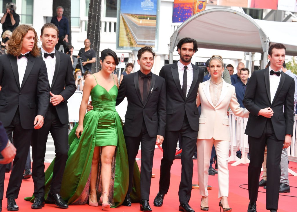 CANNES, FRANCE - MAY 22: (L-R) Samuel Gauthier, Antoine Pilon, Catherine Brunet,  Xavier Dolan, Adib Alkhalidey, Nancy Grant and Pier-Luc Funk attend the screening of "Matthias Et Maxime (Matthias and Maxime)" during the 72nd annual Cannes Film Festival on May 22, 2019 in Cannes, France. (Photo by George Pimentel/WireImage)