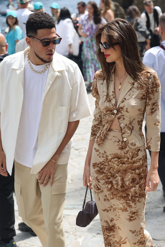 PORTOFINO, ITALY - MAY 21: Kendall Jenner and Devin Booker arriving for lunch at the Abbey of San Fruttuoso on May 21, 2022 in Portofino, Italy. (Photo by NINO/GC Images)