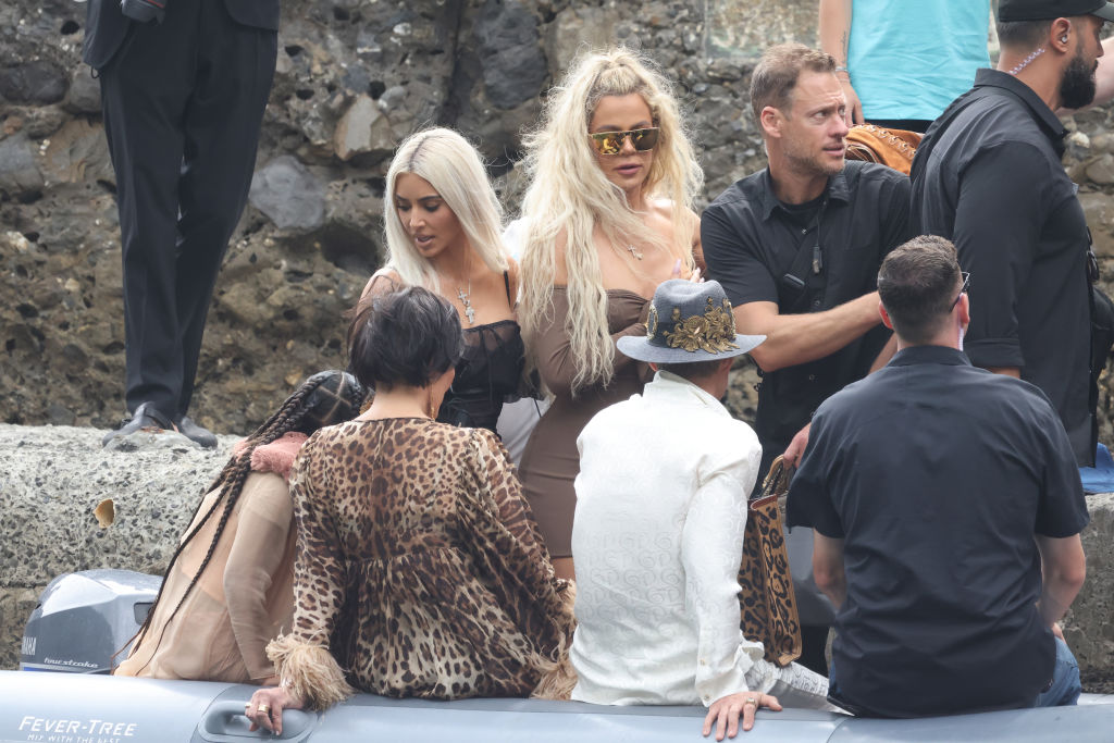 PORTOFINO, ITALY - MAY 21: North West, Kris Jenner, Khloe Kardashian and Kim Kardashian leaving lunch at the Abbey of San Fruttuoso on May 21, 2022 near Portofino, Italy. (Photo by NINO/GC Images)