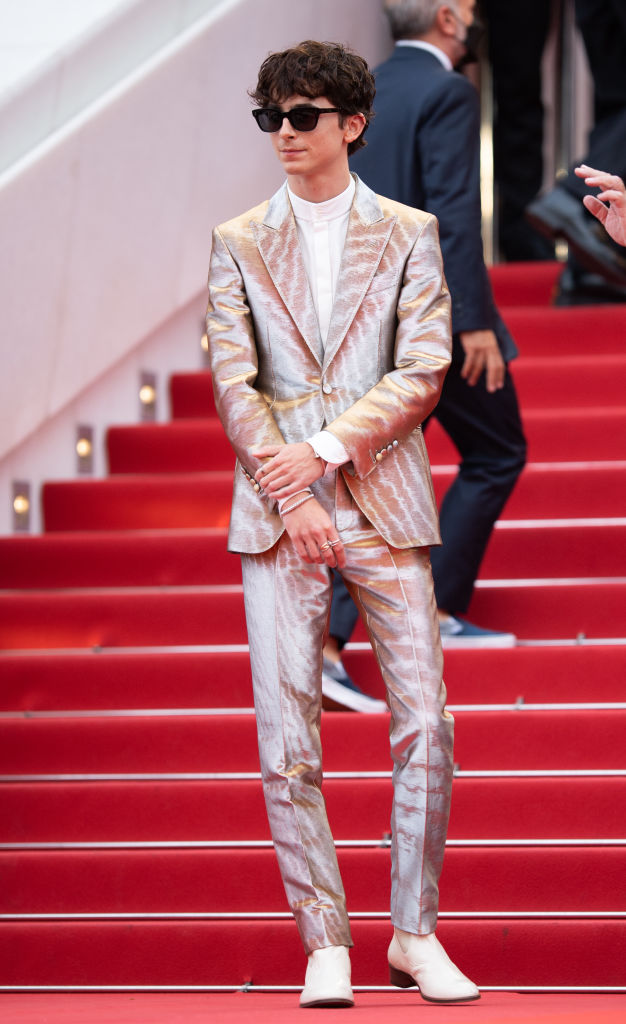CANNES, FRANCE - JULY 12: TimothÃ©e Chalamet attends the "The French Dispatch" screening during the 74th annual Cannes Film Festival on July 12, 2021 in Cannes, France. (Photo by Samir Hussein/WireImage)