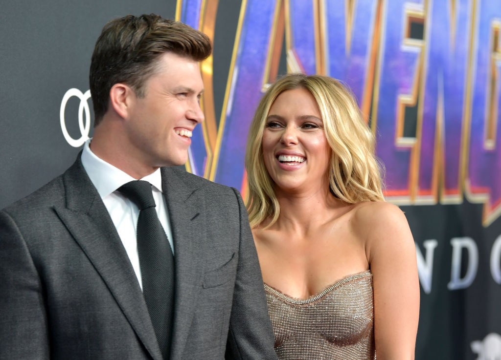 LOS ANGELES, CA - APRIL 22:  Colin Jost and Scarlett Johansson attend the world premiere of Walt Disney Studios Motion Pictures "Avengers: Endgame" at the Los Angeles Convention Center on April 22, 2019 in Los Angeles, California.  (Photo by Amy Sussman/Getty Images)