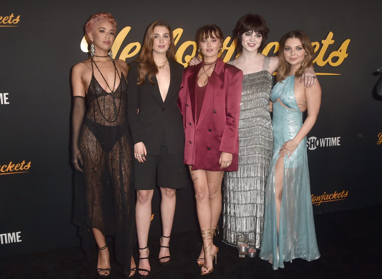 LOS ANGELES, CALIFORNIA - NOVEMBER 10: Jasmin Savoy Brown, Sophie Nelisse, Ella Purnell, Sophie Thatcher and Samantha Hanratty attend the Premiere Of Showtime's "Yellowjackets" at Hollywood American Legion on November 10, 2021 in Los Angeles, California. (Photo by Alberto E. Rodriguez/Getty Images)