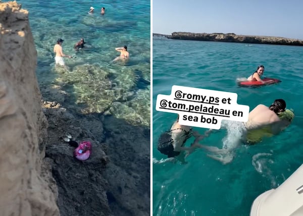 Julie Snyder se baigne dans l'eau cristalline d'Ayia Napa avec Romy et Thomas