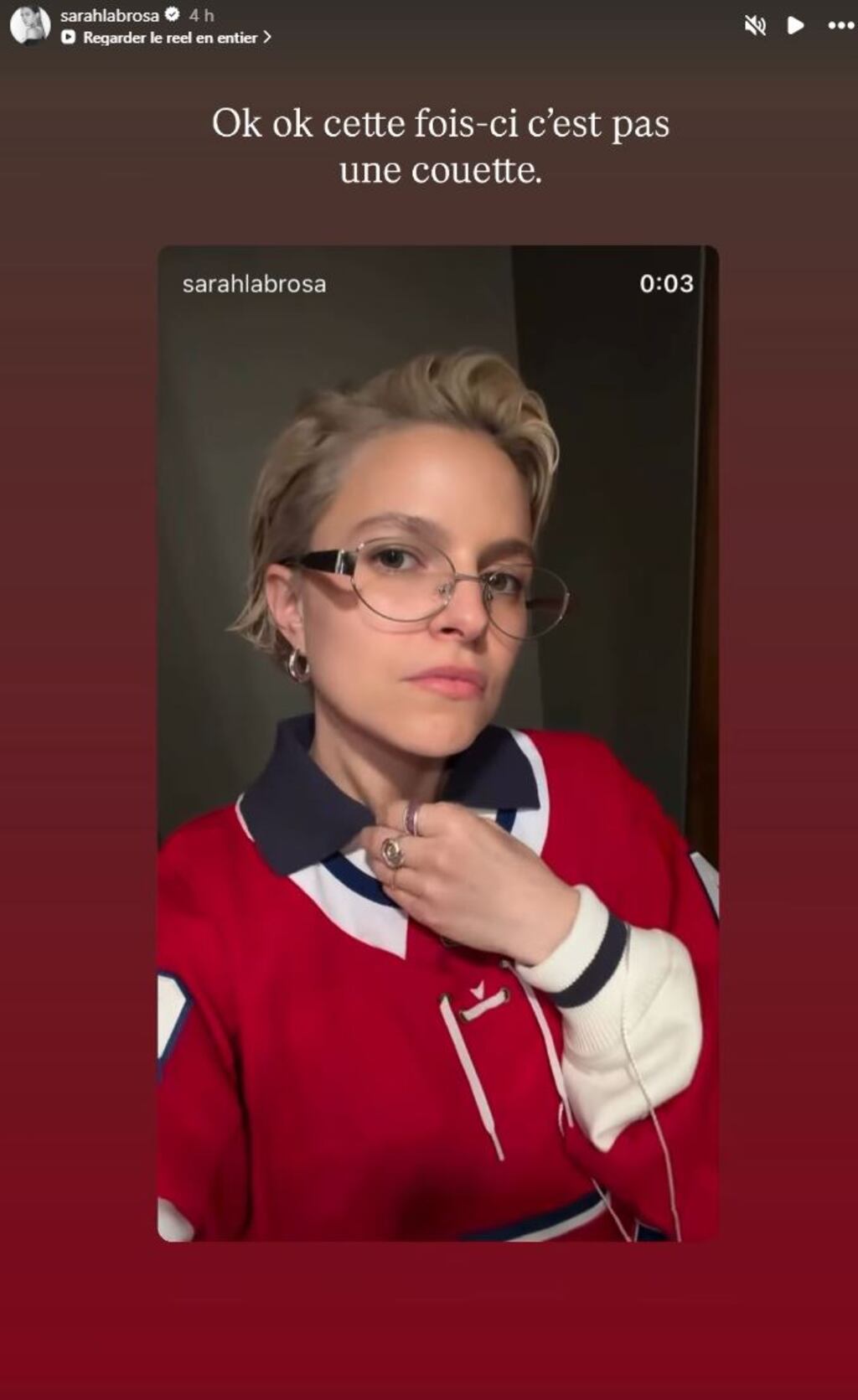 Nouveau look pour Sarah-Jeanne Labrosse qui ose les cheveux courts