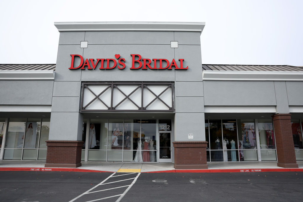 PINOLE, CALIFORNIA - APRIL 17: An exterior view of a David's Bridal store on April 17, 2023 in Pinole, California. Wedding retailer Davidâ  s Bridal has filed for bankruptcy protection and warned that it is prepared to lay off over 9,000 workers at its 300 stores in the United States. (Photo by Justin Sullivan/Getty Images)