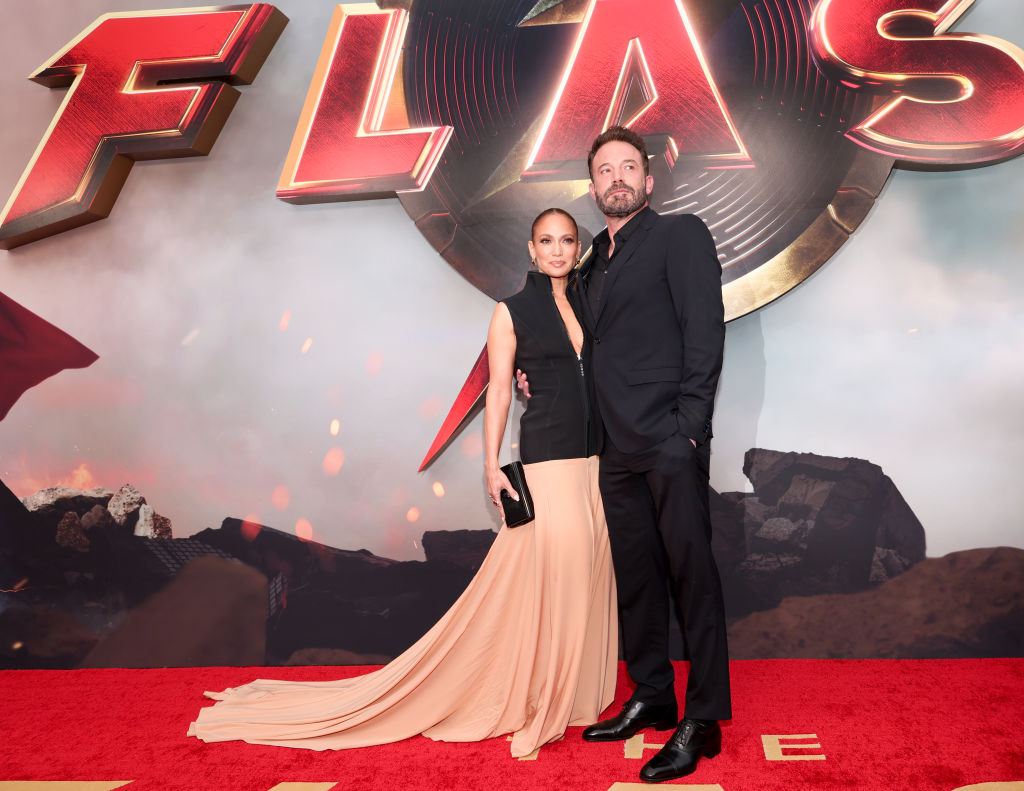 Jennifer Lopez and Ben Affleck at the premiere of "The Flash" held at TCL Chinese Theatre IMAX on June 12, 2023 in Los Angeles, California. (Photo by Christopher Polk/Variety via Getty Images)