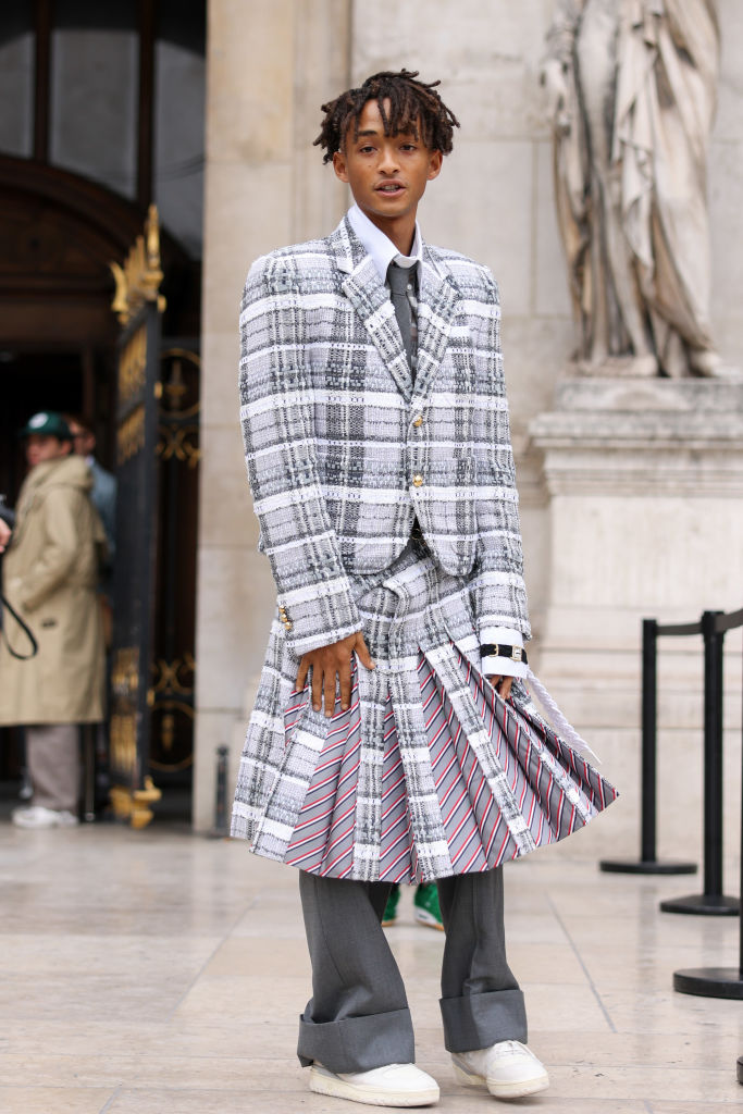 PARIS, FRANCE - OCTOBER 03: Jaden Smith is seen on day eight of Paris Fashion Week - Womenswear Spring/Summer 2023 on October 03, 2022 in Paris, France. (Photo by Arnold Jerocki/GC Images)
