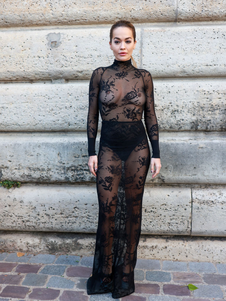 PARIS, FRANCE - JULY 02: (EDITORS NOTE: Image contains partial nudity.) Rita Ora attends the Azzedine AlaÃ¯a show on July 02, 2023 in Paris, France. (Photo by Arnold Jerocki/GC Images)