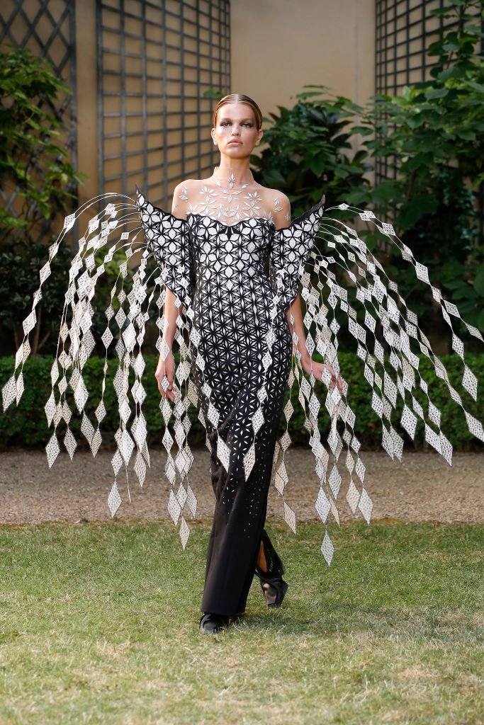 PARIS, FRANCE - JULY 3: (EDITORIAL USE ONLY - For Non-Editorial use please seek approval from Fashion House) A model walks the runway during the Iris Van Herpen Haute Couture Fall/Winter 2023/2024 show as part of Paris Fashion Week on July 3, 2023 in Paris, France. (Photo by Estrop/Getty Images)