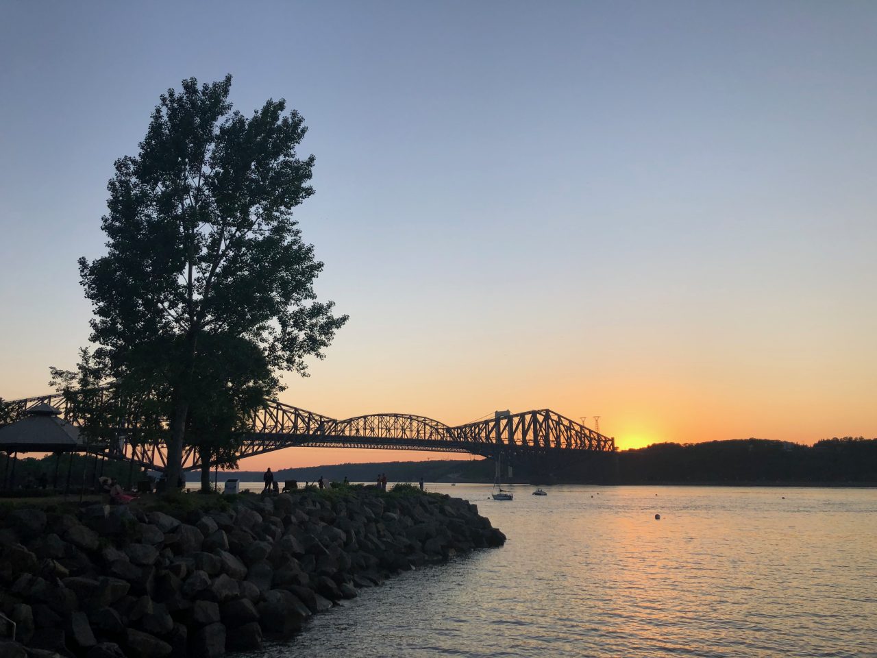 Coucher soleil Pont Québec Lévis